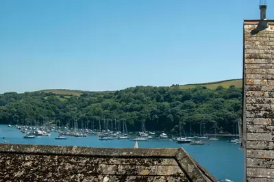 a view of a harbor with boats in the water at 2 Bed in Fowey oc-jackda in Fowey