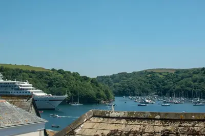 a view of a harbor with boats in the water at 2 Bed in Fowey oc-jackda in Fowey