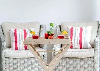 a wooden table with plants on it next to a couch at 3 Bed in Wadebridge oc-p00415 in Saint Issey