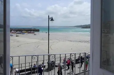 a view of a beach from a balcony at 1 Bed in St. Ives oc-pc716a in St Ives