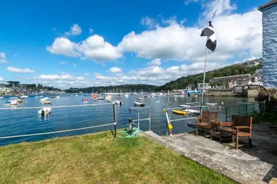 a view of a harbor with boats in the water at 4 Bed in Polruan oc-scroft in Fowey
