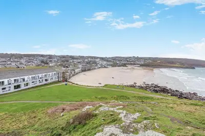 an aerial view of a beach and a building at 2 Bed in St. Ives oc-18stn in St Ives