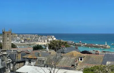 a view of a city with a harbor and the ocean at 2 Bed in St Ives oc-albt02 in St Ives