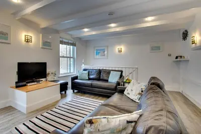 a living room with a couch and a tv at 3 Bed in St Ives oc-bail05 in St Ives