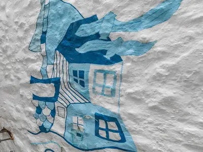 a painting of a building on the ground at 2 Bed in St Ives oc-shell in St Ives