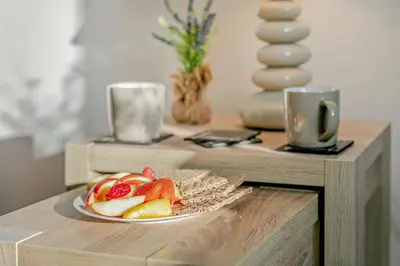 a plate of fruit on top of a table at 2 Bed in Carbis Bay oc-t27418 in Carbis Bay