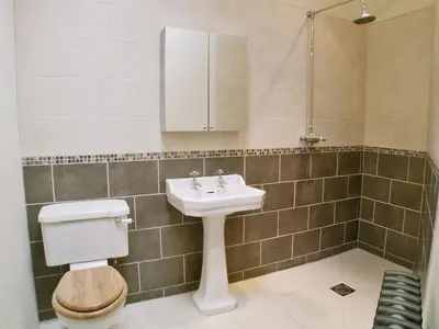 a bathroom with a sink and a toilet at Lower Shippen - 23493 in North Petherwin