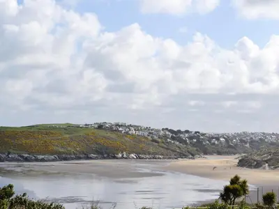 a view of the beach from the cliffs at The Old Butchers in Crantock