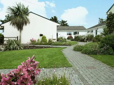 a house with a garden with pink flowers at Fistral in St Merryn