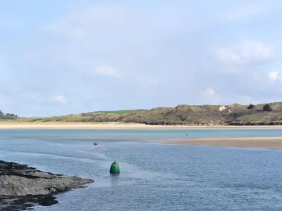 a green object in the water next to a beach at 7 Quarrymans Cottage in Wadebridge