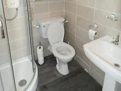a bathroom with a toilet and a sink at Sea Haven - Tho in Gorran Haven