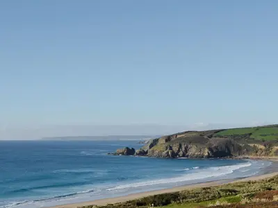 a view of a beach and the ocean at Wheal Metal Lodge in Carleen