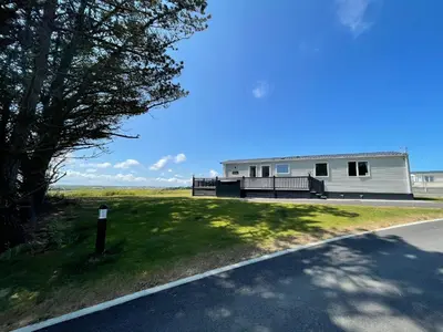 a mobile home on the side of a road at Holiday Home with Stunning Views in Newquay