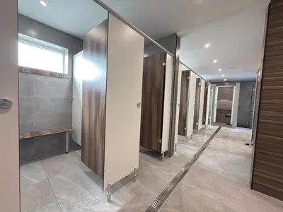 a row of lockers in a hallway in a building at Ocean Swell (49) in Bude