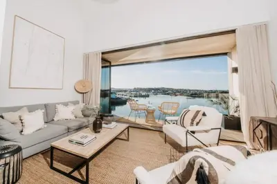 a living room with a couch and chairs and a large window at 3 Bed in Hayle oc-t27597 in Hayle