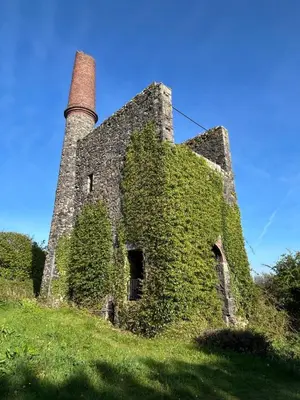 an old building covered in ivy on a field at Chy An Lur in Redruth