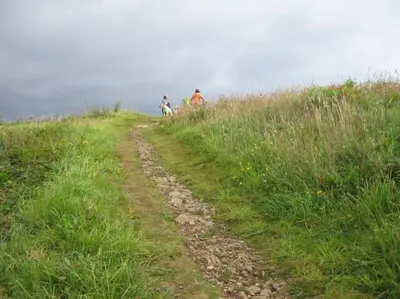 a group of people riding on a grassy hill at The Coach House within heritage Tregrehan Garden on Cornwall's South Coast in Carlyon Bay