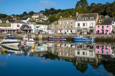 a group of boats are docked in a harbor at Trethvor House FREE PARKING, Ensuite Double Quiet residential area in Padstow