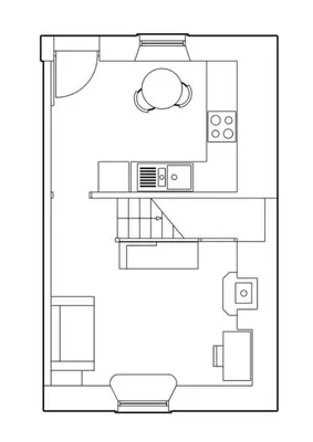 a floor plan of a house with a kitchen at Just Opened. Romantic Clifftop Retreat in Portloe