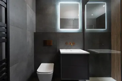 a bathroom with a toilet and a sink and mirrors at Room 2 Hotel style Double bedroom in Marazion in Marazion