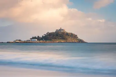 an island in the ocean with a castle on it at Room 3 Hotel style Double bedroom in Marazion in Marazion
