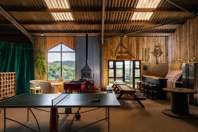 a room with a ping pong table in it at Wheal Kitty nr Truro in Truro