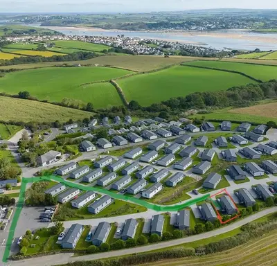 an aerial view of a parking lot at Sandy Toes, Padstow in Padstow