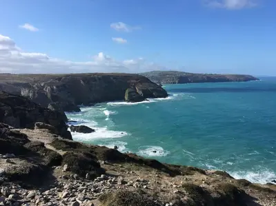 a view of the ocean from a cliff at Mellow Cottage just a short walk to the beach in Perranporth