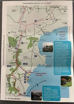 a map of the bicentennial valley cycle line at Bells Cottage - Explore Cornwall by rail in St Austell
