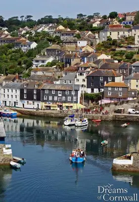 a group of boats in a river with houses at An Mordros 15 Polkirt Heights in Mevagissey