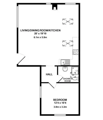 a picture of a floor plan of a house at Kiddlywink Cottage in Saint Columb Major