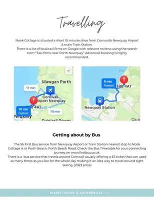 a screenshot of a page of a website with a map at Nook Cottage Seaside Charm & Countryside Calm in Newquay