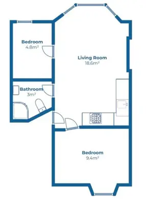 a floor plan of a house at Sea Salt sea views parking in St Ives