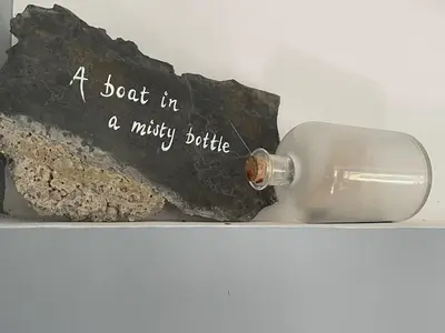 a bottle with a book in a music bottle at Little Crugsillick in Veryan