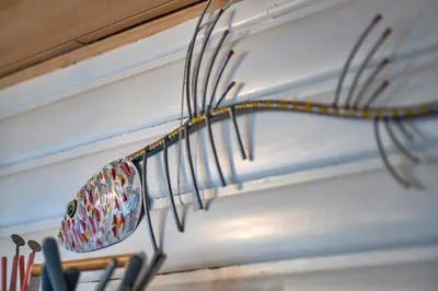 a bunch of utensils hanging on a wall at Finest Retreats - Treknow Summerhut in Tintagel