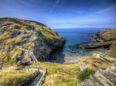 a staircase on the side of a cliff next to the ocean at 2 Bed in Launceston oc-congs in North Hill