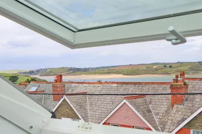 a view from the window of the roof of a house at Stylish townhouse in Padstow in Padstow