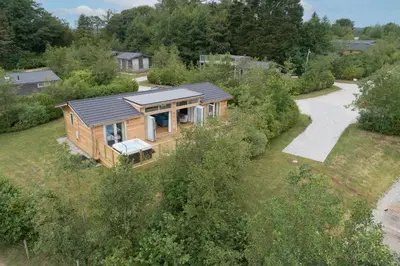 an overhead view of a wooden house in a yard at 5 Southern Place in Liskeard