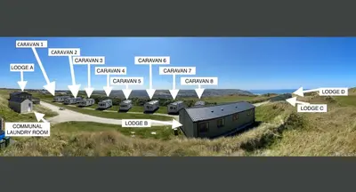 a schematic diagram of a house in a field at Perranporth Golf Club Self-Catering Holiday Accommodation in Perranporth