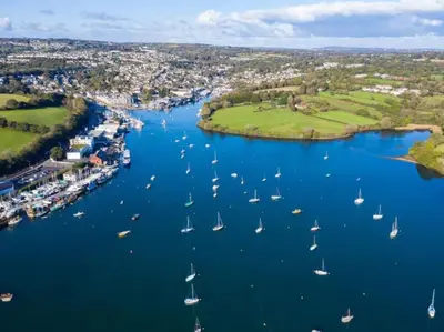 an aerial view of a river with boats at 2 Bed in Penryn oc-78621 in Penryn