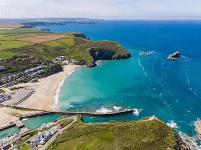an aerial view of a beach and the ocean at 5 Bed in Redruth oc-65745 in Gwennap