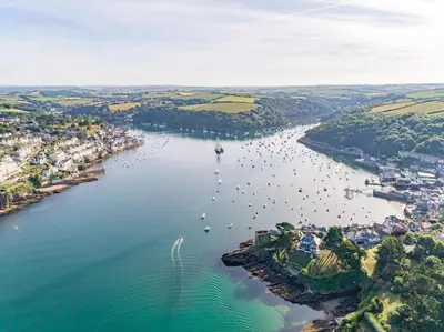 an aerial view of a river with boats in it at 2 Bed in Fowey oc-86873 in Saint Veep