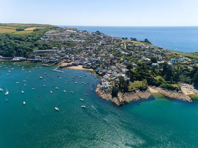 an aerial view of a small island in the water at 3 Bed in Polruan oc-pc012 in Polruan