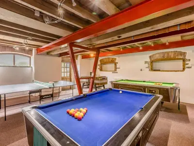 a billiard room with a pool table and tables at 2 Bed in Launceston oc-02036 in North Petherwin