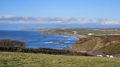 a view of the ocean from a hill at Penmor in Bude