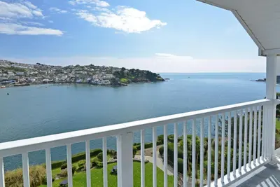a view of the ocean from a balcony at 1 Bed in Fowey oc-p00802 in Fowey