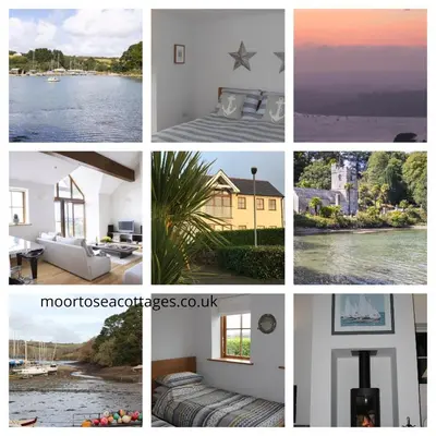 a collage of photos of houses and water at Sandbar in Saint Just in Roseland