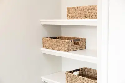 two baskets on a shelf in a room at The Lerryn in Falmouth