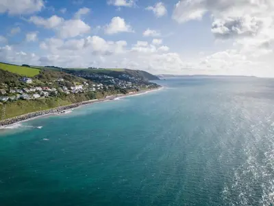 an aerial view of the ocean and a beach at 2 Bed in Downderry oc-p29018 in Downderry