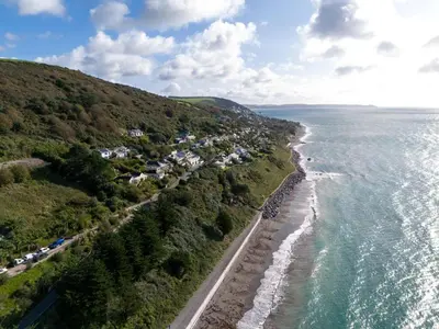 an aerial view of the shoreline of the ocean at 2 Bed in Downderry oc-p29018 in Downderry